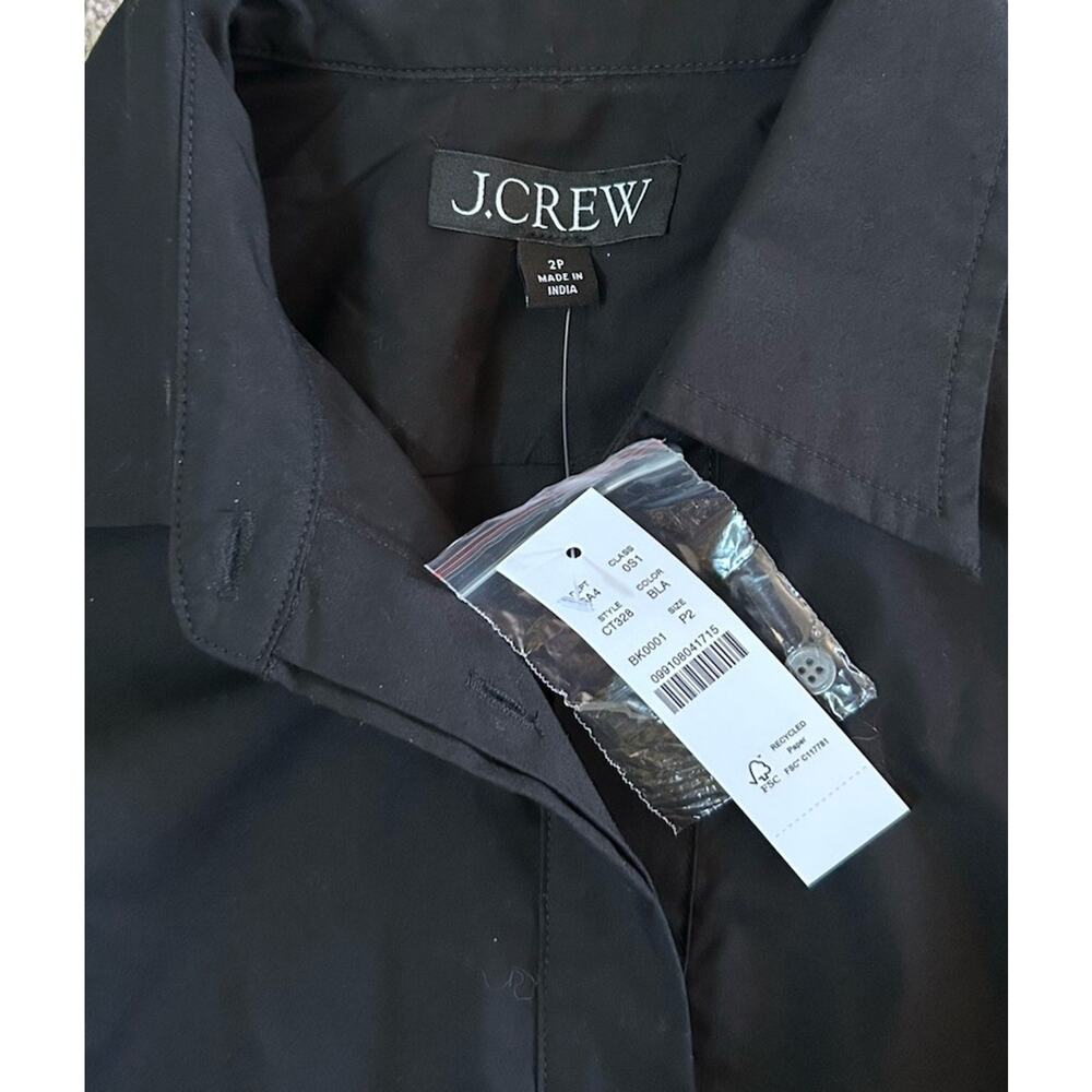 NWT J. Crew Elena Poplin Cotton Shirt Dress Black Women’s 2P Preppy Minimalist - Picture 5 of 10